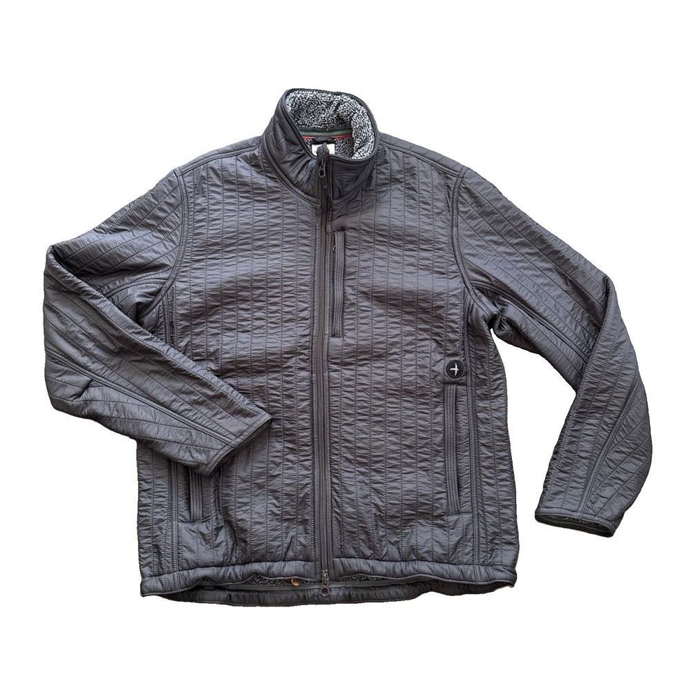 Relwen Quilted Jacket Men 2X Gray Nylon Windzip Sherpa Fleece Lined Full Zip